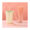 Bubble Tea and Shave Ice Straws, Pink PLA Biodegradable and Creative Food-grade with Pitaya Fruit Powder，100pack，6x190mm