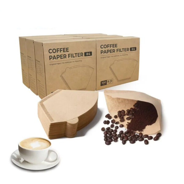 100 Pack Chlorine Free Food Grade Unbleached Natural Brown Coffee Filter Paper - Image 5