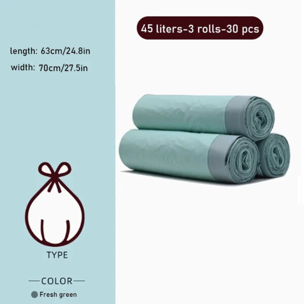 Eco-friendly Corn Starch Based Biodegradable and Compostable Trash Bags with Drawstring, 45L, Pack of 30