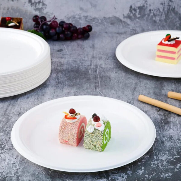 50-Pack 22.5cm Round Paper Plates - Eco-Friendly Bagasse Disposable Plates for BBQ, Parties, Dinner, and Picnics - Image 5