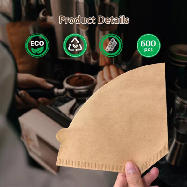 100 Pack Chlorine Free Food Grade Unbleached Natural Brown Coffee Filter Paper - Image 3