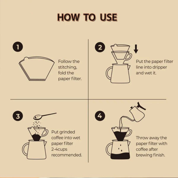 100 Pack Chlorine Free Food Grade Unbleached Natural Brown Coffee Filter Paper - Image 6