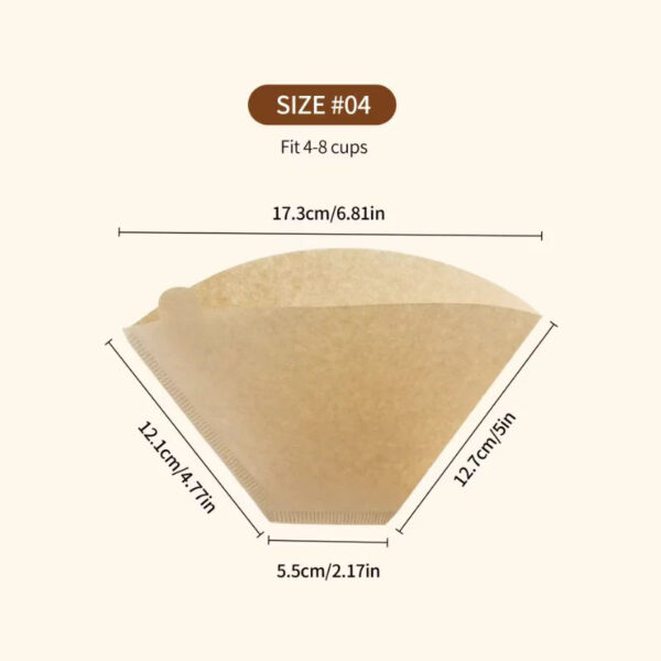 100 Pack Chlorine Free Food Grade Unbleached Natural Brown Coffee Filter Paper - Image 2