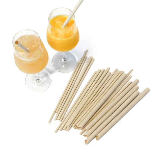 100 Pack 6x210mm Straws with Angled and Straight Tips, Made from Biodegradable Bamboo Fiber, Ideal for Coffee, Milk tea - Image 3