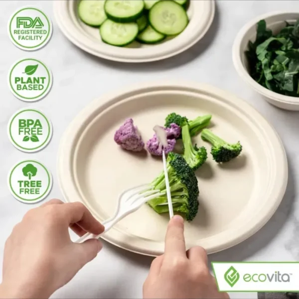 Biodegradable and Compostable Disposable Cutlery Set with PLA, 50 Pack of 6inch Knives, Forks, Spoons and Soup Spoons - Image 5