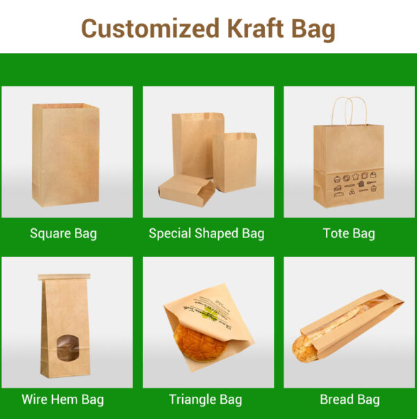 Compostable Paper Kraft Bags For Food