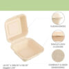 50 pcs Harvest Pack without Square Hinged Container, Single Compartment Flip Top Takeout Container, Heavy Duty Bagasse Container - Image 2