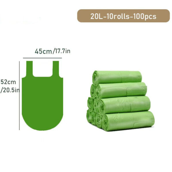 Corn Starch Based Trash Bags - Biodegradable, Compostable, and Eco-Friendly (20L/100 Count) - 10 Rolls