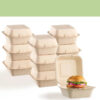 50 pcs Harvest Pack without Square Hinged Container, Single Compartment Flip Top Takeout Container, Heavy Duty Bagasse Container - Image 4