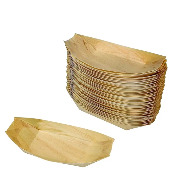 biodegradable utensils Disposable Wood Boat Plates Bamboo Compostable Biodegradable - Image 5