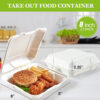 25 8X8 inch clamshell food containers,100% compostable disposable portable containers, heavy duty food boxes - Image 4