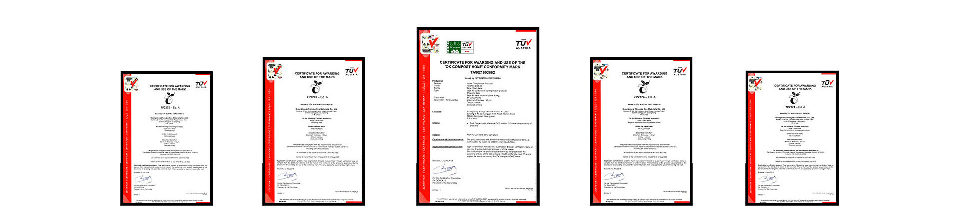 biodegradable garbage bags certificate